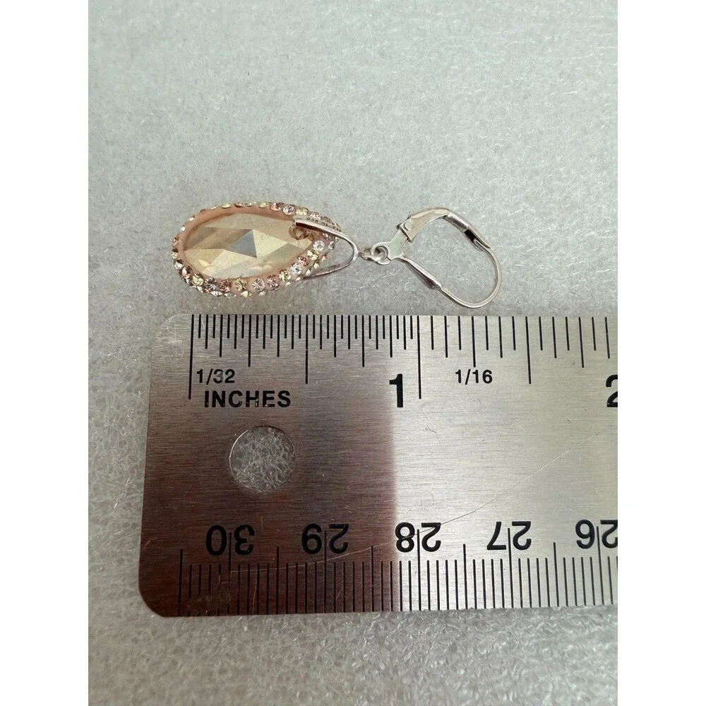 925 Sterling Silver Golden Shadow Crystal Teardrop Halo Leverback Earrings Eleg